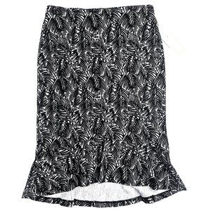 Michael Kors  Black and White Jacquard Flounce Ruffle Pencil Skirt Medium